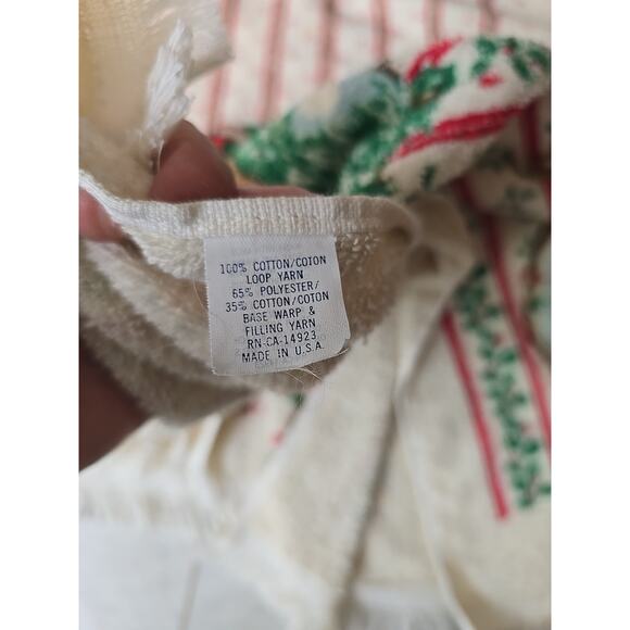 Lot of 3 Vtg MCM Cannon Christmas Duck Deer 100% Cotton USA Fringe Hand Towels - Picture 5 of 6